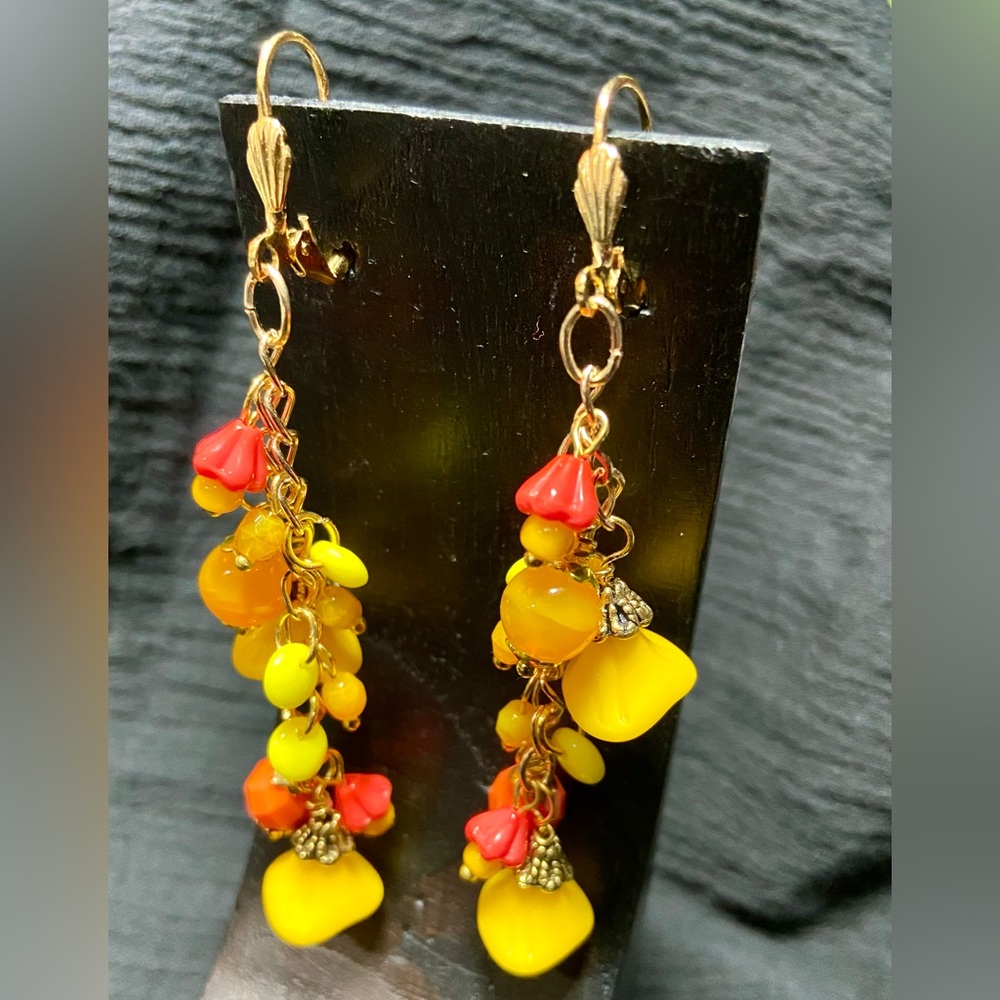 Sunny Yellows and Oranges Hand Crafted Floral Earrings